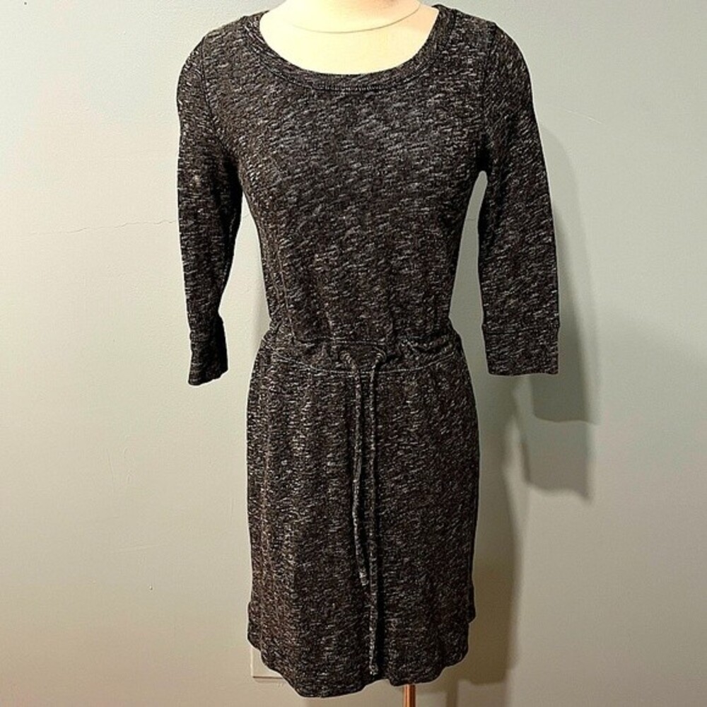 Gap Heathered Black 3/4 Sleeve Woodland Sweater Dress Size Small